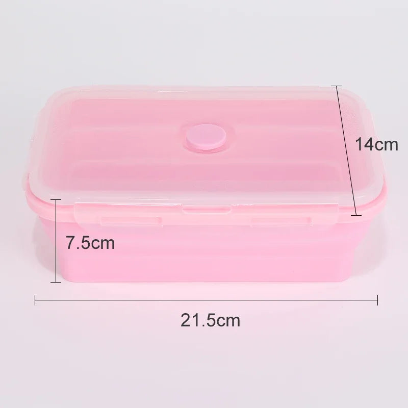 Collapsible Food Storage Containers Silicone Lunch Box with Lid Food Bowls Kitchen Stackable Lunch Box for Pantry Freezer Safe