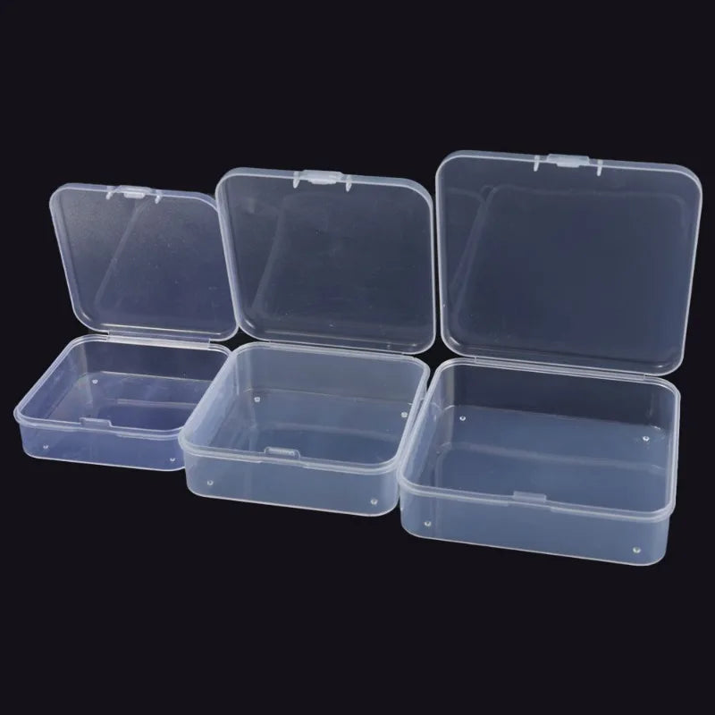 20/1x Plastic Containers Clear Small Storage Box with Hinged Lid for Small Items Crafts Jewelry Tabletop Storage Accessories