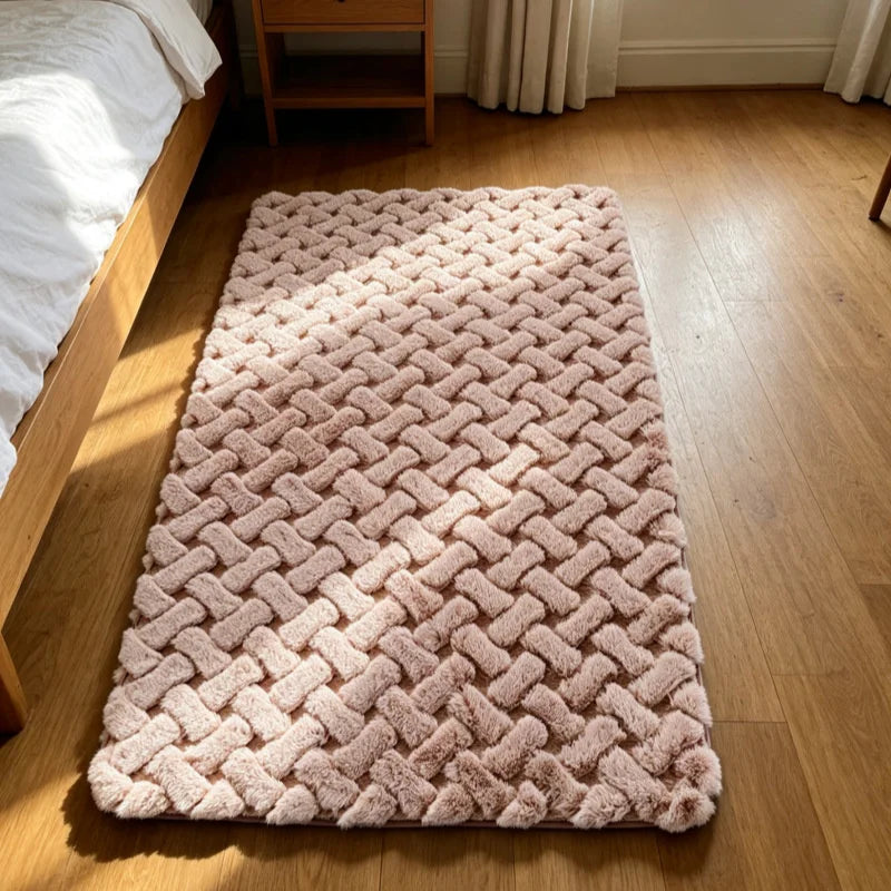 Fluffy Faux Rabbit Fur Carpet for Bedroom Floor Mat Plush Bedside Area Rug Soft Anti Slip Kid Room Sofa Home Decor Washable Rug