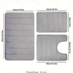Soft Absorbent Bathroom Carpet Set NonSlip Washable Toilet Mats Flannel Rugs for Home Gym and Salon
