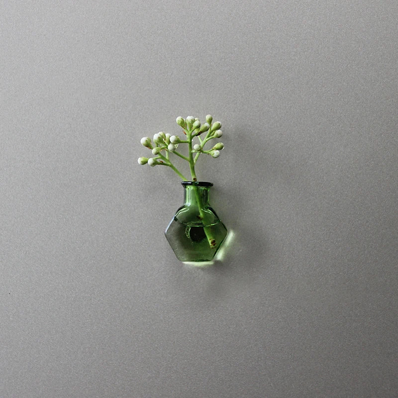 Mini Glass Vase Fridge Magnet DIY Porcelain Vase Flowers Refrigerator Message Sticker Plant Magnet Green Gift Kitchen