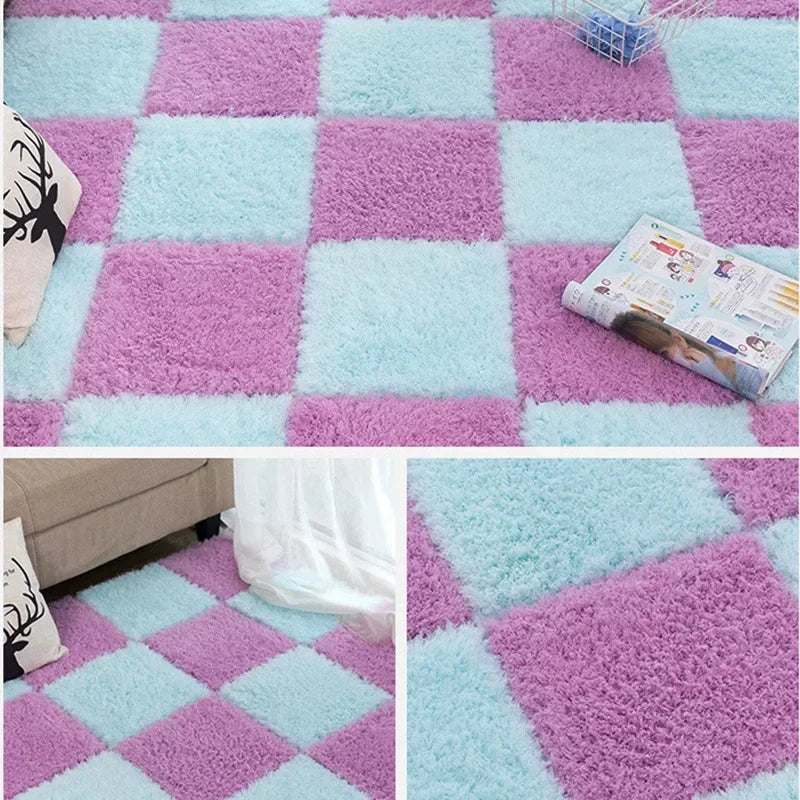 30X30cm DIY Jigsaw Shaggy Carpet Living Room Bedroom Soft Floor Area Rug Children Kids Magic Patchwork Plush Mat Baby Play Mats