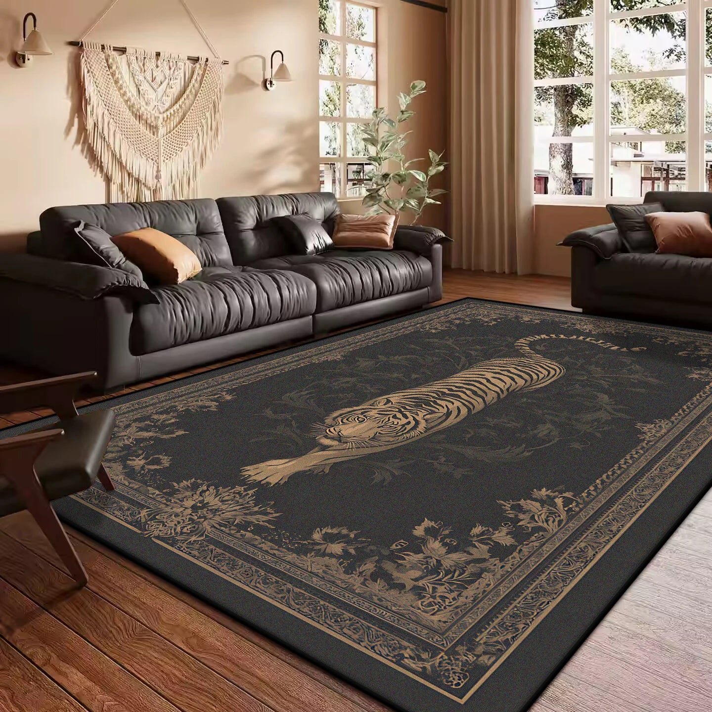 French Retro Style Creative Living Room Carpet Floral Pattern Kitchen Corridor Bedroom Mat Home Decoration Easy Care Sofa Rug