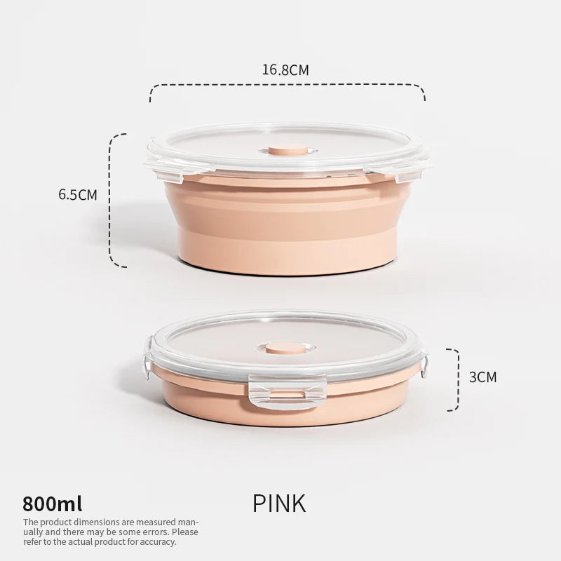 Collapsible Food Storage Containers Silicone Lunch Box with Lid Food Bowls Kitchen Stackable Lunch Box for Pantry Freezer Safe