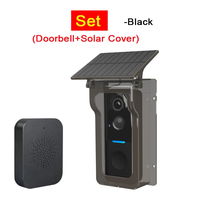 Tuya Outdoor Wireless Doorbell Solar Cover 1080P Video Intercom 2-way Audio Motion Detection Peephole Door Camera Wifi Doorbell