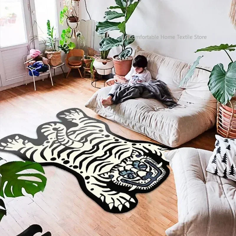 Carpet Living Room Cute Cartoon Tiger Decor Carpets Children Bedroom Bedside Large Area Rug Home Decoration Cloakroom Foot Mat
