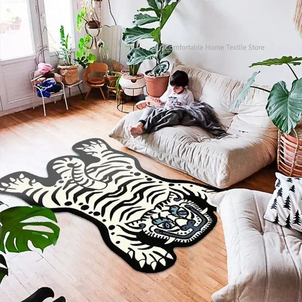 Carpet Living Room Cute Cartoon Tiger Decor Carpets Children Bedroom Bedside Large Area Rug Home Decoration Cloakroom Foot Mat