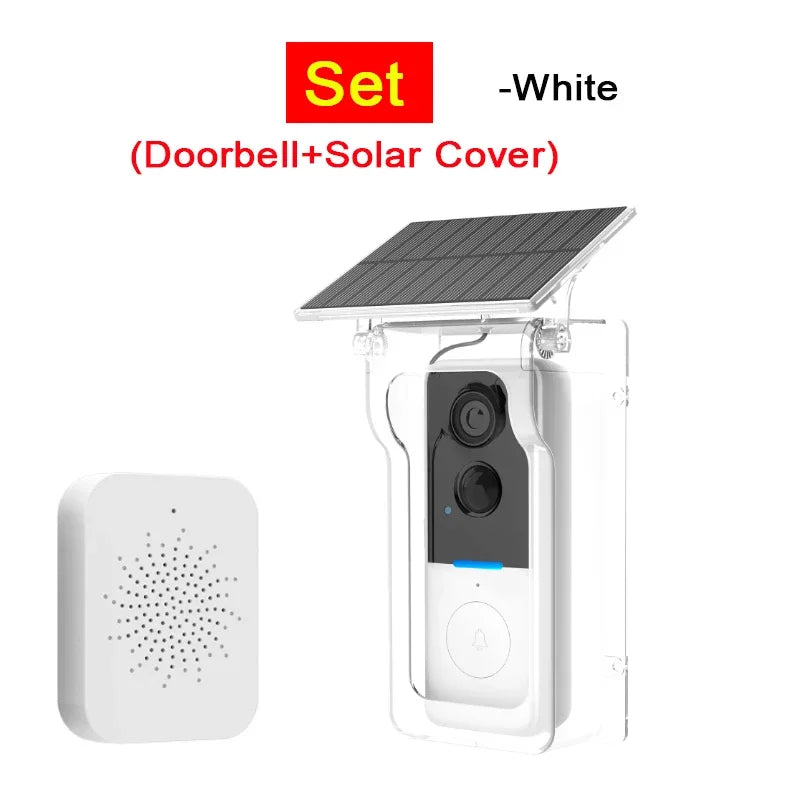 Tuya Outdoor Wireless Doorbell Solar Cover 1080P Video Intercom 2-way Audio Motion Detection Peephole Door Camera Wifi Doorbell