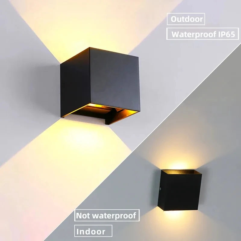 IP65 Waterproof 6W 12W indoor outdoor Led Wall Lamp modern Aluminum Adjustable Surface Mounted Cube Led Garden Porch Light