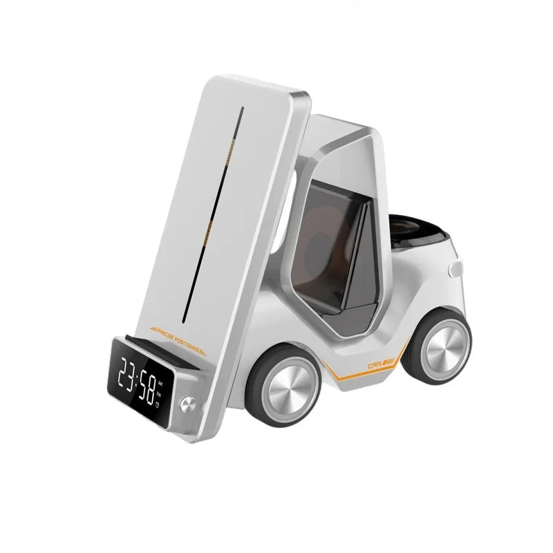 3 in 1 Forklift Design Wireless Charger Station 15W Fast Charging For iPhone Apple Watch Earphones Night Light Charging Station