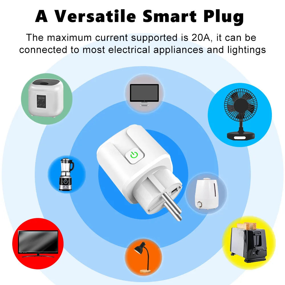 16A Matter EU WiFi Smart Socket Home Appliance Mini Smart Plug Adapter APP Control Timer Works with HomeKit Siri Alexa Google