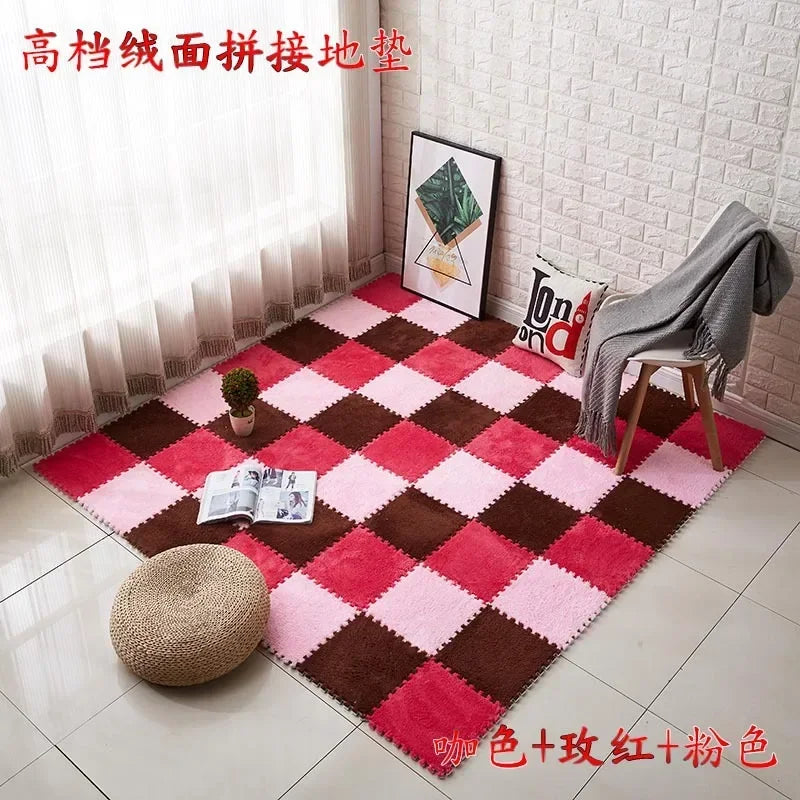 30X30cm DIY Jigsaw Shaggy Carpet Living Room Bedroom Soft Floor Area Rug Children Kids Magic Patchwork Plush Mat Baby Play Mats