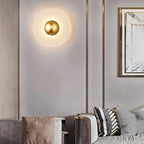 SANDYHA Modern Glass Wall Lamp Circular Night Light Nordic Style Home Decor Bedroom Living Room Study Corridor Background